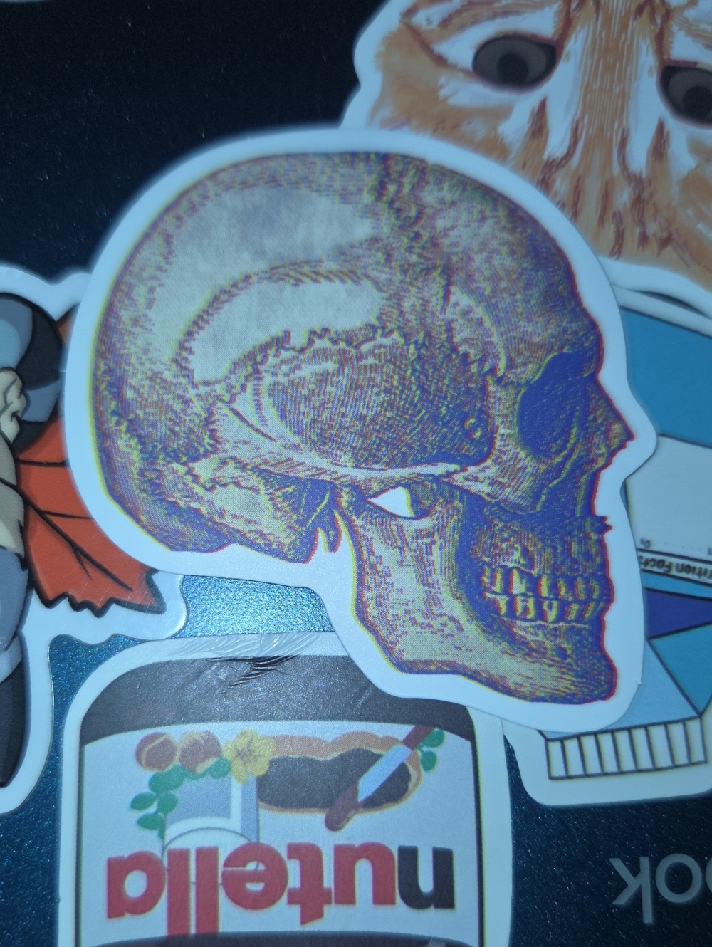 Holographic Skull Sticker - Purple and Gold